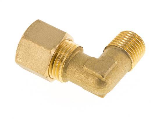 R 1/4'' Macho x 10mm Codo de latón de 90º de compresión 95 Bar DIN EN 1254-2