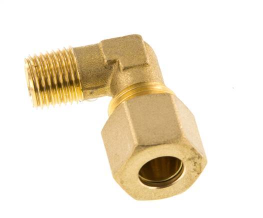 R 1/4'' Macho x 10mm Codo de latón de 90º de compresión 95 Bar DIN EN 1254-2