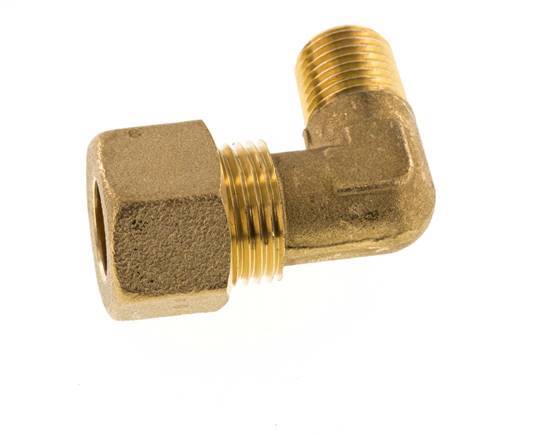 R 1/4'' Macho x 12mm Codo de latón de 90º de compresión 75 Bar DIN EN 1254-2