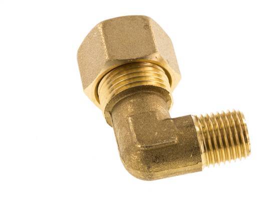R 1/4'' Macho x 12mm Codo de latón de 90º de compresión 75 Bar DIN EN 1254-2