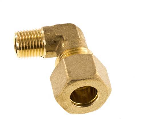 R 1/4'' Macho x 12mm Codo de latón de 90º de compresión 75 Bar DIN EN 1254-2