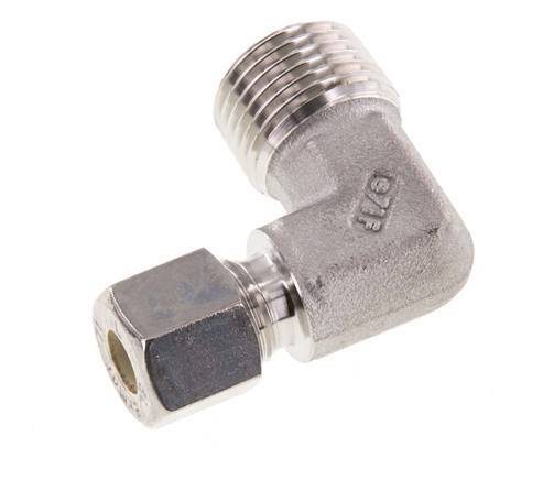 R 1/2'' Macho x 8L Acero inoxidable Codo de 90 grados Racor de compresión 315 Bar DIN 2353