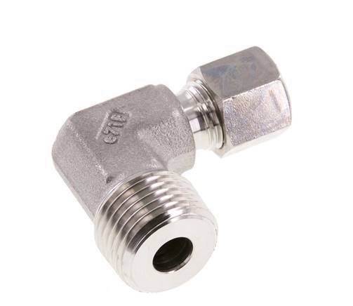 R 1/2'' Macho x 8L Acero inoxidable Codo de 90 grados Racor de compresión 315 Bar DIN 2353