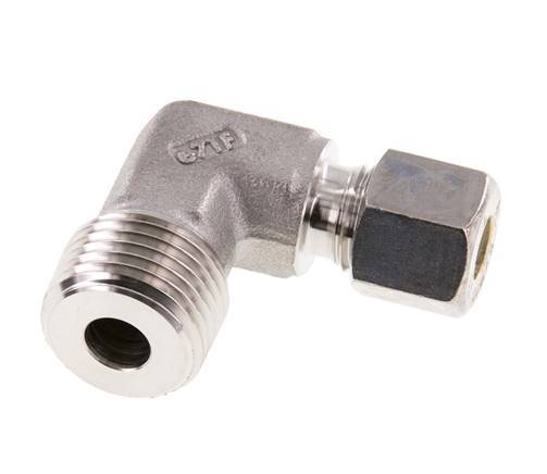 R 1/2'' Macho x 8L Acero inoxidable Codo de 90 grados Racor de compresión 315 Bar DIN 2353