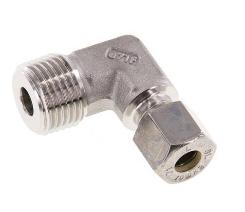 R 1/2'' Macho x 8L Acero inoxidable Codo de 90 grados Racor de compresión 315 Bar DIN 2353