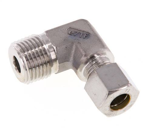 R 1/2'' Macho x 10L Acero inoxidable Codo de 90 grados Racor de compresión 315 Bar DIN 2353