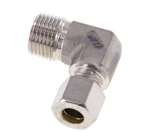 R 1/2'' Macho x 10L Acero inoxidable Codo de 90 grados Racor de compresión 315 Bar DIN 2353