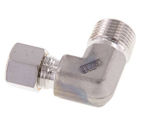 R 1/2'' Macho x 10L Acero inoxidable Codo de 90 grados Racor de compresión 315 Bar DIN 2353