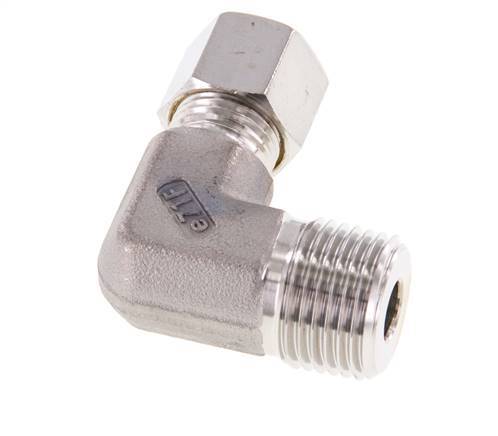 R 1/2'' Macho x 10L Acero inoxidable Codo de 90 grados Racor de compresión 315 Bar DIN 2353