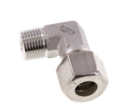 R 1/2'' Macho x 14S Racor de compresión de 90 grados de acero inoxidable 630 Bar DIN 2353