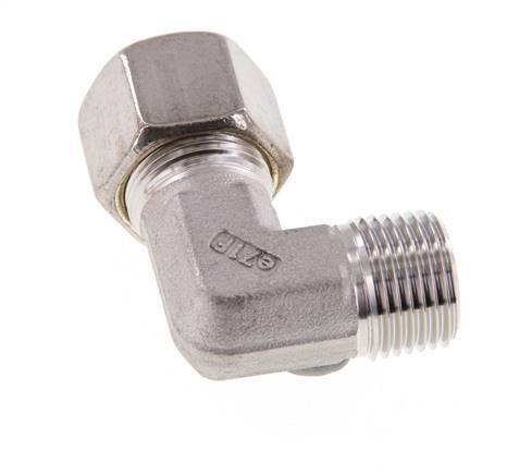 R 1/2'' Macho x 14S Racor de compresión de 90 grados de acero inoxidable 630 Bar DIN 2353