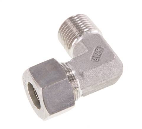 R 1/2'' Macho x 15L Acero inoxidable Codo de 90 grados Racor de compresión 315 Bar DIN 2353