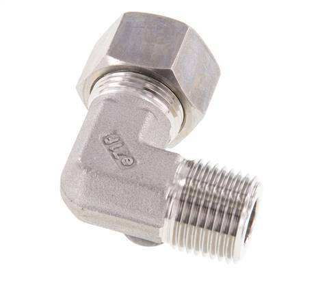 R 1/2'' Macho x 15L Acero inoxidable Codo de 90 grados Racor de compresión 315 Bar DIN 2353