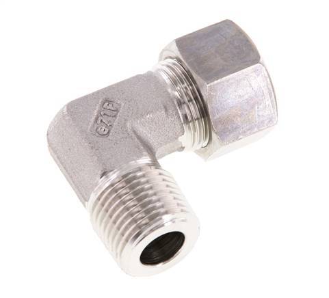 R 1/2'' Macho x 15L Acero inoxidable Codo de 90 grados Racor de compresión 315 Bar DIN 2353