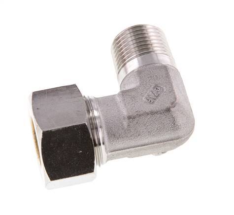 R 1/2'' Macho x 18L Acero inoxidable Codo de 90 grados Racor de compresión 315 Bar DIN 2353