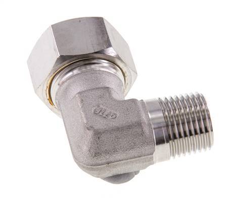 R 1/2'' Macho x 18L Acero inoxidable Codo de 90 grados Racor de compresión 315 Bar DIN 2353