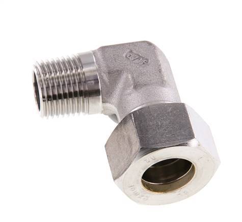 R 1/2'' Macho x 18L Acero inoxidable Codo de 90 grados Racor de compresión 315 Bar DIN 2353