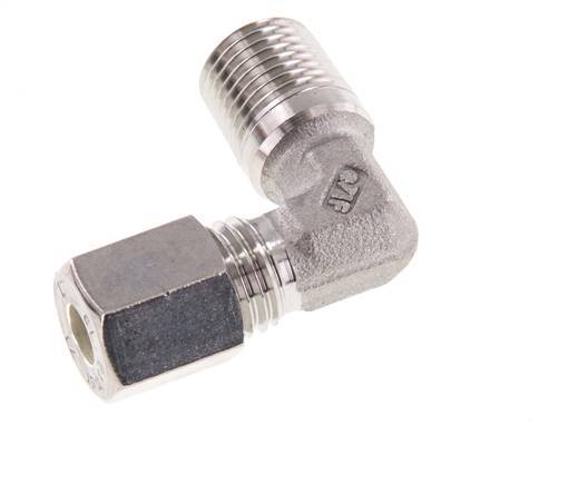 R 1/4'' Macho x 6L Racor de compresión de 90 grados de acero inoxidable 315 Bar DIN 2353