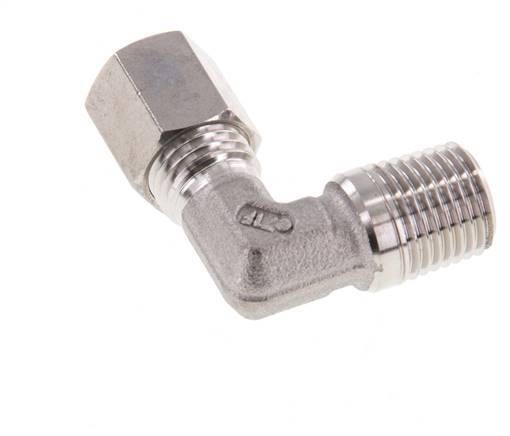 R 1/4'' Macho x 6L Racor de compresión de 90 grados de acero inoxidable 315 Bar DIN 2353