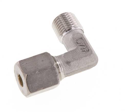 R 1/4'' Macho x 6S Racor de compresión de 90 grados de acero inoxidable 630 Bar DIN 2353