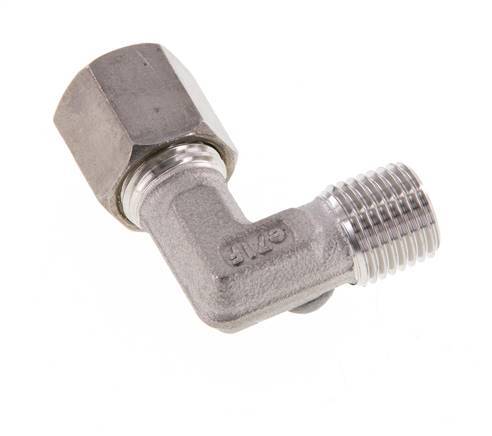 R 1/4'' Macho x 6S Racor de compresión de 90 grados de acero inoxidable 630 Bar DIN 2353