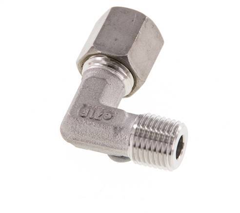 R 1/4'' Macho x 6S Racor de compresión de 90 grados de acero inoxidable 630 Bar DIN 2353