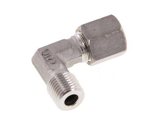 R 1/4'' Macho x 6S Racor de compresión de 90 grados de acero inoxidable 630 Bar DIN 2353