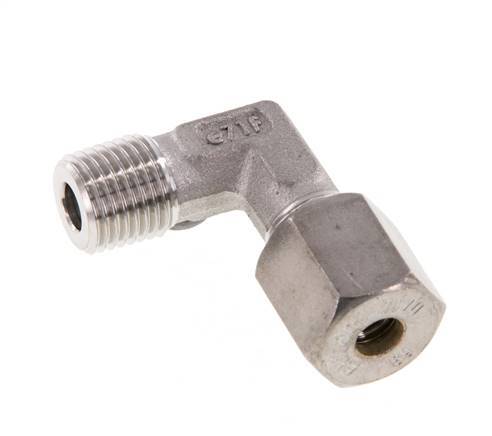 R 1/4'' Macho x 6S Racor de compresión de 90 grados de acero inoxidable 630 Bar DIN 2353