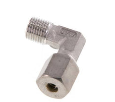 R 1/4'' Macho x 6S Racor de compresión de 90 grados de acero inoxidable 630 Bar DIN 2353