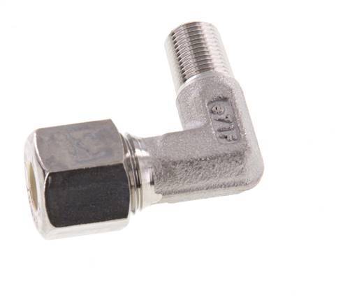 R 1/4'' Macho x 8L Racor de compresión de 90 grados de acero inoxidable 315 Bar DIN 2353