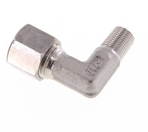 R 1/4'' Macho x 8L Racor de compresión de 90 grados de acero inoxidable 315 Bar DIN 2353