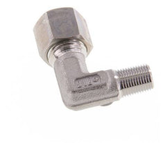 R 1/4'' Macho x 8L Racor de compresión de 90 grados de acero inoxidable 315 Bar DIN 2353