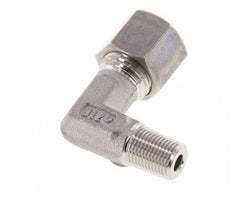 R 1/4'' Macho x 8L Racor de compresión de 90 grados de acero inoxidable 315 Bar DIN 2353