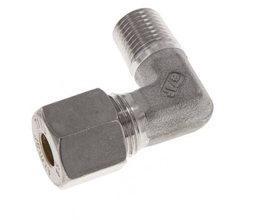 R 1/4'' Macho x 8S Racor de compresión de 90 grados de acero inoxidable 630 Bar DIN 2353