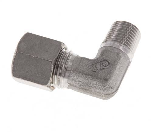 R 1/4'' Macho x 8S Racor de compresión de 90 grados de acero inoxidable 630 Bar DIN 2353