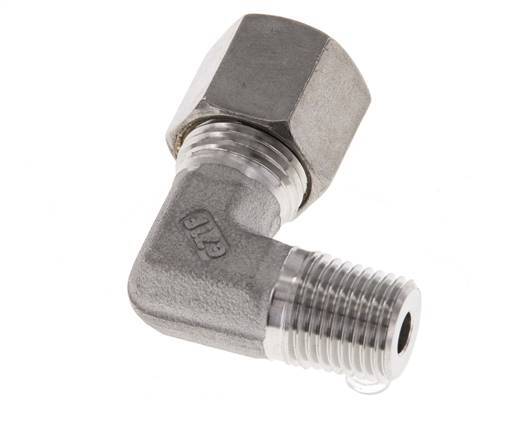 R 1/4'' Macho x 8S Racor de compresión de 90 grados de acero inoxidable 630 Bar DIN 2353