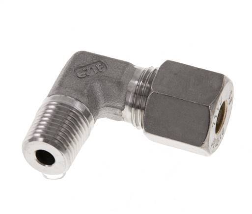 R 1/4'' Macho x 8S Racor de compresión de 90 grados de acero inoxidable 630 Bar DIN 2353
