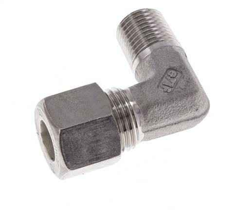 R 1/4'' Macho x 10L Racor de compresión de 90 grados de acero inoxidable 315 Bar DIN 2353