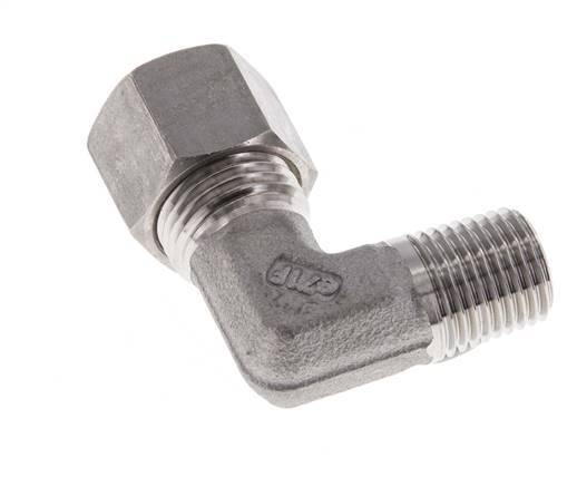 R 1/4'' Macho x 10L Racor de compresión de 90 grados de acero inoxidable 315 Bar DIN 2353