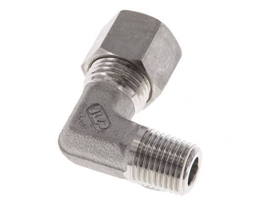 R 1/4'' Macho x 10L Racor de compresión de 90 grados de acero inoxidable 315 Bar DIN 2353