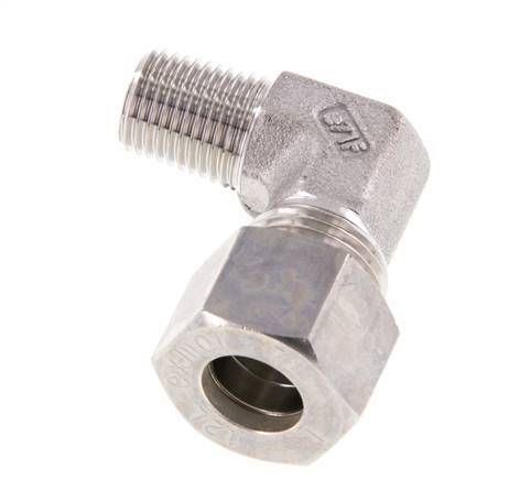 R 1/4'' Macho x 12L Racor de compresión de 90 grados de acero inoxidable 315 Bar DIN 2353