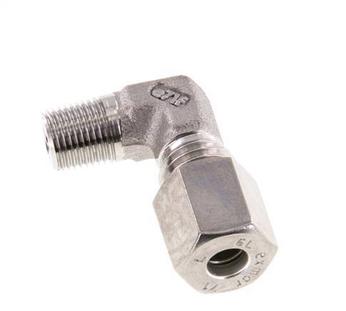 R 1/8'' Macho x 6L Acero inoxidable Codo de compresión de 90 grados 315 Bar DIN 2353