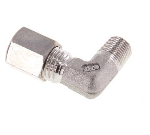 R 1/8'' Macho x 6L Acero inoxidable Codo de compresión de 90 grados 315 Bar DIN 2353