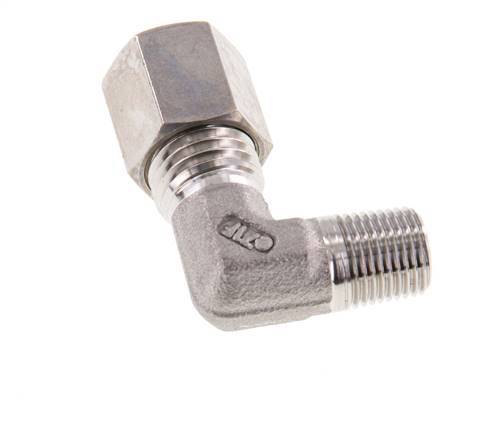 R 1/8'' Macho x 6L Acero inoxidable Codo de compresión de 90 grados 315 Bar DIN 2353