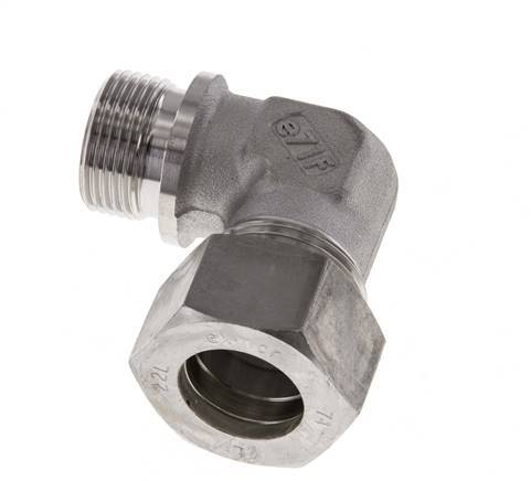 G 3/4'' Macho x 22L Codo de 90 grados de acero inoxidable Accesorio de compresión 160 Bar DIN 2353