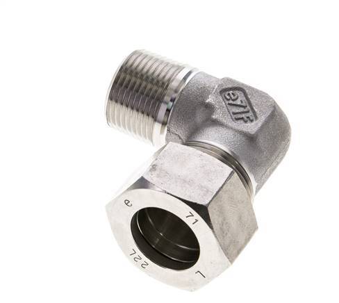 3/4'' NPT Male x 22L Stainless steel 90 deg Elbow Compression Fitting 160 Bar DIN 2353