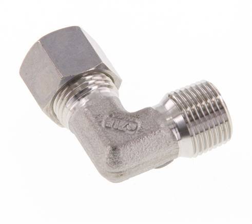 R 3/8'' Macho x 10L Acero inoxidable Codo de compresión de 90 grados 315 Bar DIN 2353