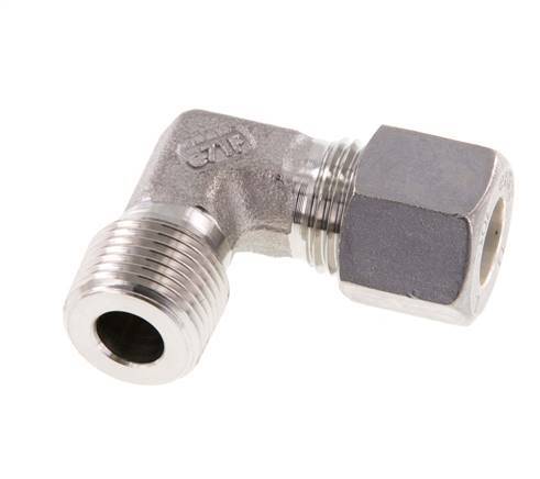 R 3/8'' Macho x 10L Acero inoxidable Codo de compresión de 90 grados 315 Bar DIN 2353