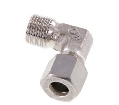 R 3/8'' Macho x 10L Acero inoxidable Codo de compresión de 90 grados 315 Bar DIN 2353