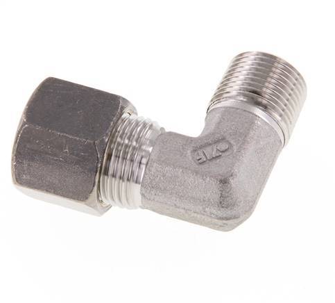 R 3/8'' Macho x 10S Racor de compresión de 90 grados de acero inoxidable 630 Bar DIN 2353